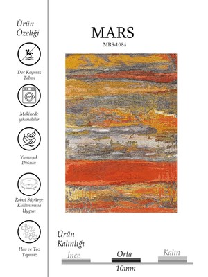 Kilim Home Turuncu Kırmızı Soyut Fırça Darbe Desenli Modern Halı - Sıcak Gri Degrade Salon Halısı