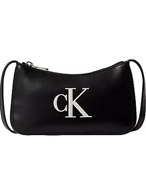 Calvin Klein Kadın Ck Logo Desenli Ayarlanabilir Askılı Fermuarlı Siyah1 Omuz Çantası LV04F1125G-3L2
