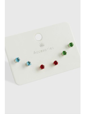 SiHako 6 Adet Zirkon Tek Taşlı Küpe