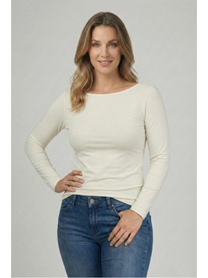 Kurun's Collection Soft Kumaş Kayık Yaka Uzun Kol Bluz