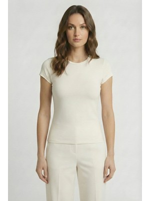 Kurun's Collection Soft Kumaş Bisiklet Yaka Basic Kısa Kol Bluz