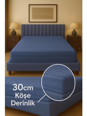 Miabella Home %100 Pamuk Armürlü Çift Kişilik Lastikli Çarşaf Fitted Yumuşak Dokulu Tek Kişilik Lastikli Çarşaf