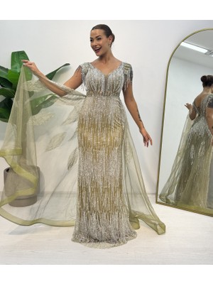 E&A Eren Abiye Kalın Askılı Pelerınlı Balık Abıye