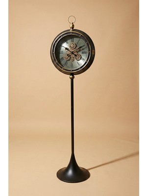 Perotti Waller V2 Çarklı Ayaklı Saat 37X155 cm Dekoratif Mekanizmalı Estetik Lambader Saat