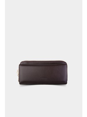 Guard Kahverengi Hakik Deri Tam Fermuarlı Kadın Cüzdan // GRD260226WT522