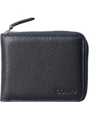 Guard Lacivert Hakiki Deri Tam Fermuarlı Yatay Model Mini Cüzdan // GRD260226WT1684