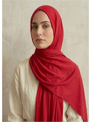 Moodşal Kırmızı Rengi Kaymaz Pamuklu Penye Şal
