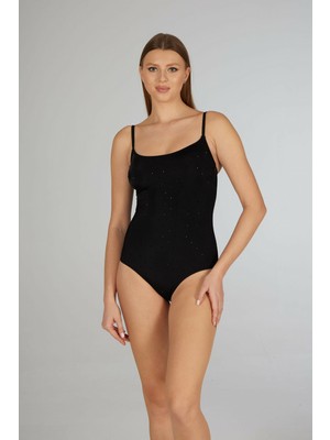 Estiva Kadın Siyah Pullu Askılı Concept Tek Parça Mayo