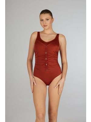 Estiva Kadın Kırmızı Concept Aksesuarlı Tek Parça Mayo