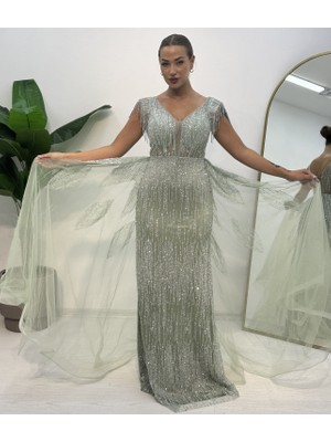 E&A Eren Abiye Kalın Askılı Pelerınlı Balık Abıye