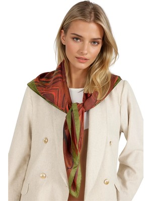 Neptune Marbling Kızıl Düş Kare Eşarp