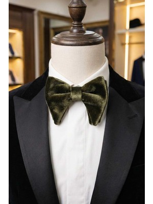 Kravatkolik Haki  Büyük Kadife Papyon P1998