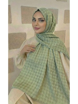Moodşal Çağla Yeşili Mint - Kazayağı Desenli Jakar Şal