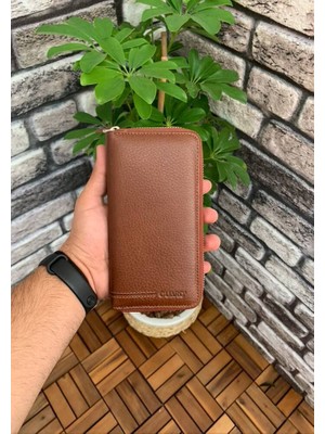 Guard Mat Taba Hakiki Deri Tam Fermuarlı Portföy Cüzdan // GRD260226WT921