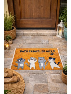 40X60 cm Kaymaz Taban Desenli Welcome Kapı Önü Paspası – Yıkanabilir, Toz Tutucu Giriş Paspası