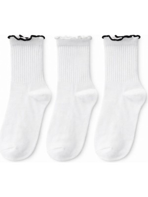 Solde 3’lü Set Kız Çocuk Pamuklu Günlük Çorap – Fırfırlı Ağız Detaylı, Yumuşak ve Kaliteli