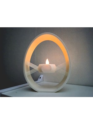 3D Snaxx Modern Halka Tasarımlı LED Işıklı Tealight Mumluk – Sıcak Işık Efektli Dekoratif Obje