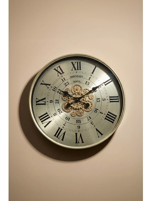 Perotti Waller V2 Çarklı Duvar Saati 60 cm Roma Rakamlı Estetik Dönen Çarklı Tasarım