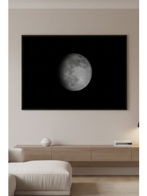Safir Design Modern ve Sofistike Karanlıkta Parlayan Ay Temalı Siyah Çerçeveli Tablo