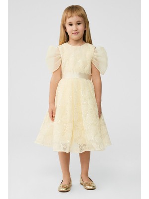Tyess Bg Store Kız Çocuk Ekru Elbise