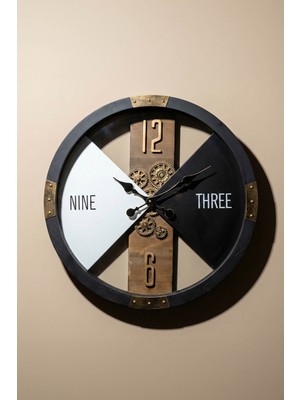 Perotti Waller V2 Çarklı Duvar Saati 55 cm Retro Stil Dönen Çarklı Duvar Dekoru