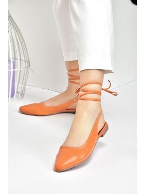 Fox Shoes Turuncu Bilek Bağlamalı Kadın Babet M726890209