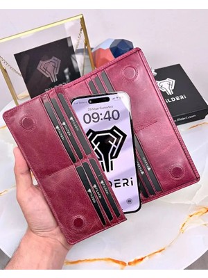Fil Deri Telefon Bölmeli Cüzdan Mıknatıslı Ve El Bantlı Büyük Paraportföy 2028