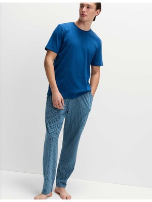Marks & Spencer Saf Pamuklu Geometrik Desenli Pijama Takımı