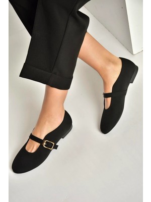 Fox Shoes Y820650204 Siyah Kumaş Toka Detaylı Şık Babet