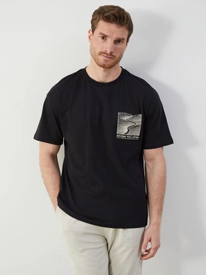 Lc Waikiki Yeni Sezon Bisiklet Yaka Baskılı Penye Erkek Tişört