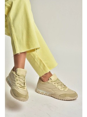 Fox Shoes Y312515704 Bej Kumaş Kadın Spor Ayakkabı Sneakers