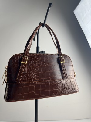 Giseca Loya Taba Timsah Deri Şık Kadın El ve Omuz Çantası