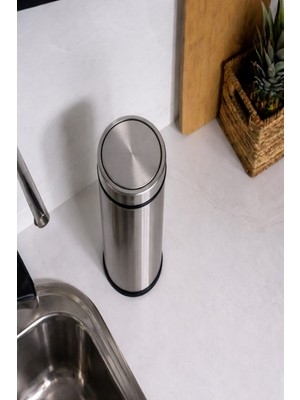Sas Haus Premium 5 Litre Krom Minimalist Paslanmaz Çelik Tezgah Üstü Çöp Kovası Titan 7505