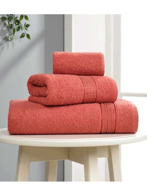 Rubby Avm 3 Lü Banyo Havlusu Seti Pamuklu Ritim Kiremit