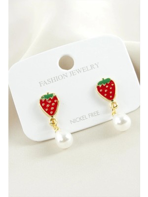 SiHako Çilek Mineli Inci Küpe