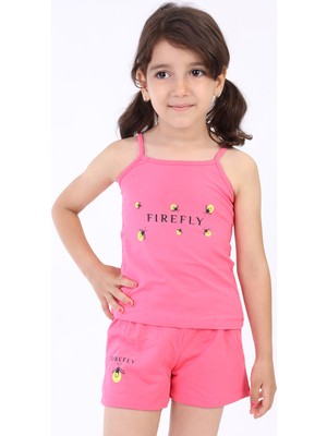 Toontoy Kız Bebek 2'li Takım Baskılı Kare Yaka T-Shirt & Beli Lastikli Şort