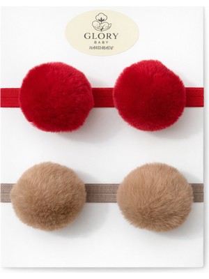 Glory Baby Kız Çocuk Bebek Ponponlu Bandana 2'li Set