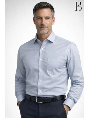 BURSPA Rahat Kesim Klasik Pamuklu Erkek Baba Gömlek