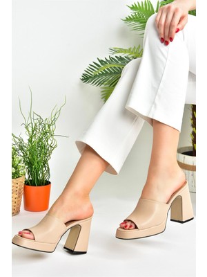 Fox Shoes Ten Kalın Topuklu Kadın Terlik M404100409