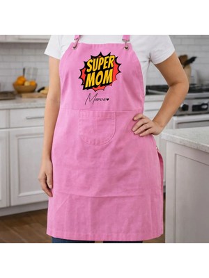 Bk Gift Kişiye Özel Anneler Günü Tasarımlı Pembe Mutfak Önlüğü -3, Aşçı ve Şef Önlüğü, Ev Hediyesi