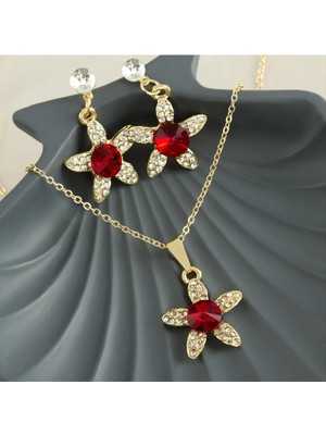 SiHako Papatya Taşlı Set Kolye