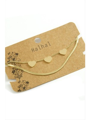 SiHako Kalp Italyan Zincirli Lüks Çelik Halhal