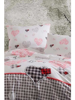 Rubby Avm Çift Kişilik Lastikli Çarşaflı Pamuklu Nevresim Takımı Patchwork Love
