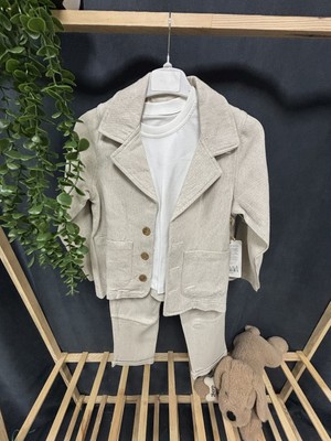 Nurcan Bebe Keten Ceketli Takım(5-6-7-8-9-10-11-12 Yaş)