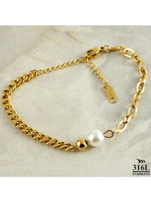 SiHako Incili Lüks Çelik Bileklik