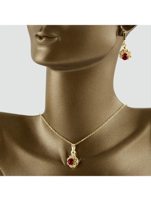 SiHako Çiçek Figürlü Taşlı Set Kolye 2 cm