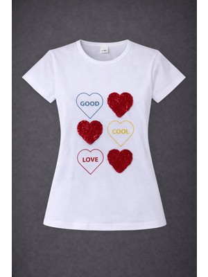 Dıgıl Kids Kız Çocuk T-Shirt Kalp Motifli