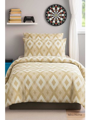 Rubby Avm Zigzag Desenli Sarı Pamuklu Tek Kişilik Nevresim Takımı