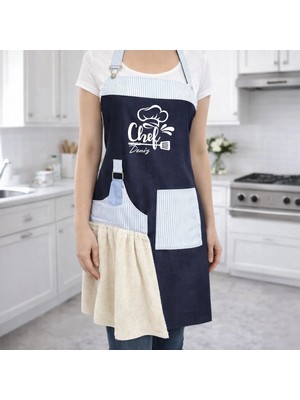 Bk Gift Kişiye Özel Isimli Pamuk Denim Havlu Detaylı Mutfak Önlüğü -5, Aşçı ve Şef Önlüğü, Anneye Hediye