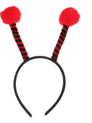 Nuveden Gösteriler Için Kırmızı Ponponlu Mega Uğur Böceği Taç 25X11 cm DIE-RSTG34